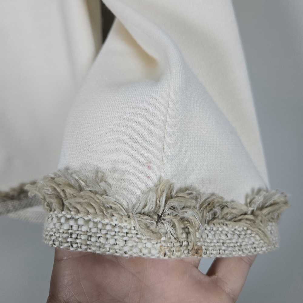 St John Womens Fringe Santana Knit Jacket Size 2 Cream Wool Old Money Preppy - Picture 4 of 9